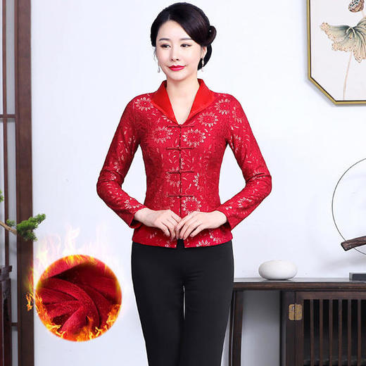 LYR-2146秋冬婚宴服大码加绒加厚蕾丝唐装套装 商品图2