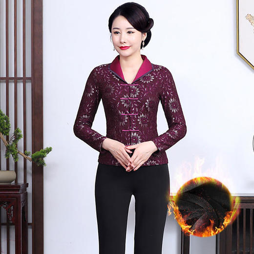 LYR-2146秋冬婚宴服大码加绒加厚蕾丝唐装套装 商品图0