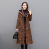 WE-BB20B27 豹纹连帽貂绒大衣女中长款过膝2020秋冬新款修身加厚保暖毛呢外套 商品缩略图0