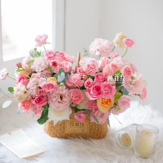 夏日甜心粉色系手提花篮