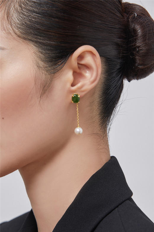 碧玉珍珠耳线 商品图3