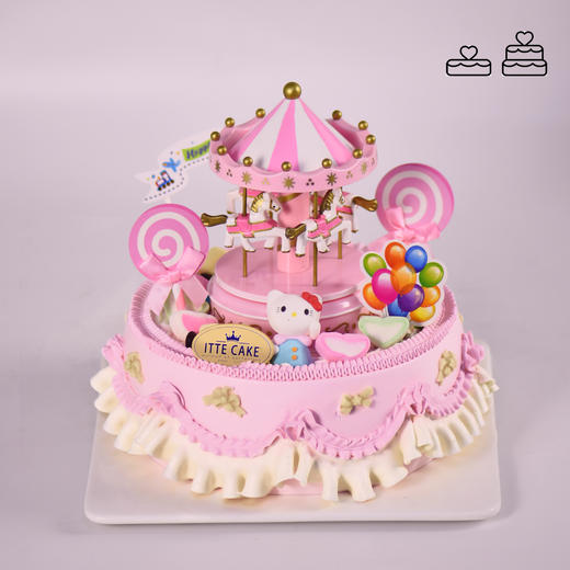 【音乐木马】粉色A款/蓝色B款 音乐盒 儿童卡通造型蛋糕 商品图0