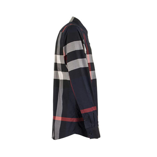 【二】BURBERRY 巴宝莉 男士蓝色格纹弹力棉府绸长袖衬衫 8018111 A1960 商品图2