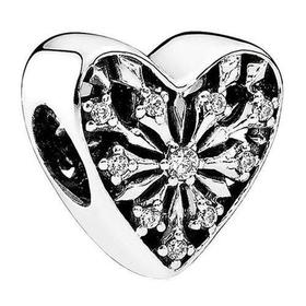PANDORA/潘多拉 锆石+925银圣诞冰花锆石之心锆石串珠791996CZ