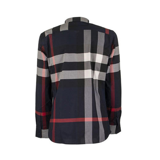 【二】BURBERRY 巴宝莉 男士蓝色格纹弹力棉府绸长袖衬衫 8018111 A1960 商品图1