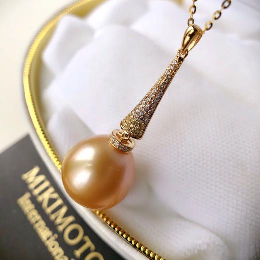 金珠吊坠特惠1415mm一颗金蛋蛋近圆微瑕天然色南洋金珠吊坠18k金镶嵌j