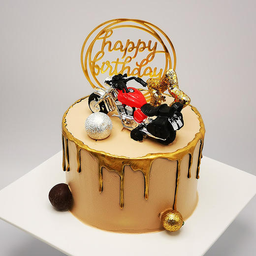 【甜久荟 风驰电掣 摩托车】每个男人的梦 祝福 祝寿 纯动物鲜奶 无化学添加 低糖 好吃又健康祝福祝寿蛋糕 商品图1