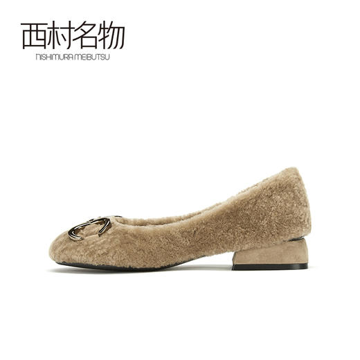 西村名物2020秋季新款羊毛皮单鞋轻复古圆头优雅甜美奶奶鞋X20CE32721 商品图2