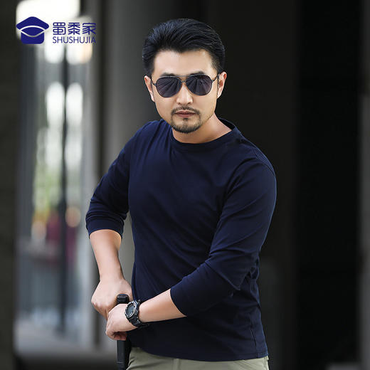 【丝光棉长袖（长袖T恤）/清仓】春秋纯色男款上衣长袖T恤 商品图0