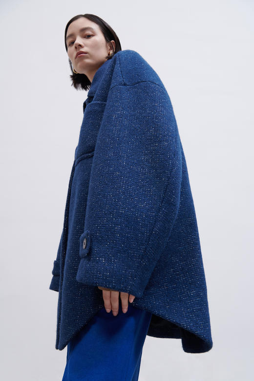 HIDEMI日本加厚粗花呢口袋设计感衬衫式羊毛大衣 商品图12