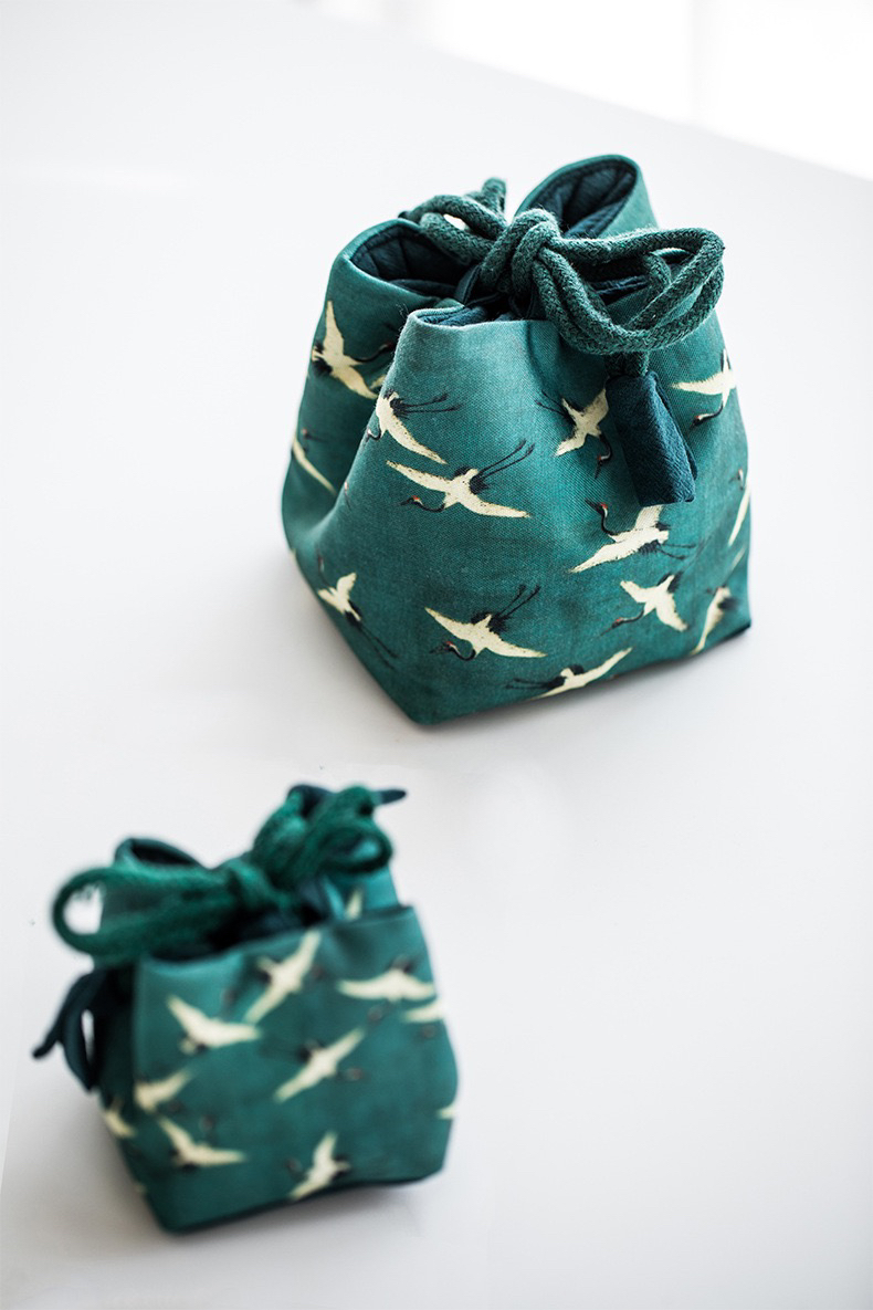 仙鹤系列 茶配件 棉麻 茶席 茶具收纳袋 四君子收纳袋