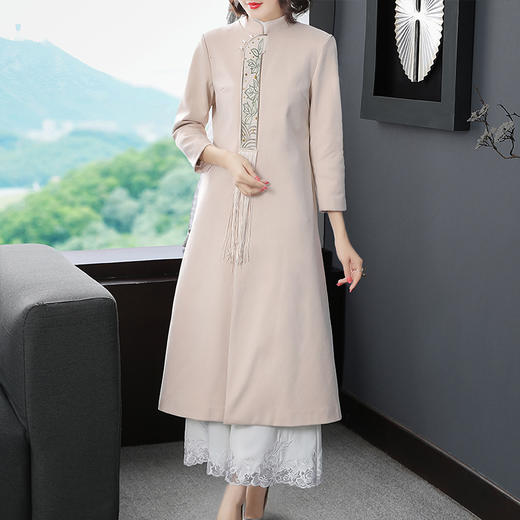 高端原创改良版旗袍连衣裙复古中国风中长款大衣民族风外套yfn20231