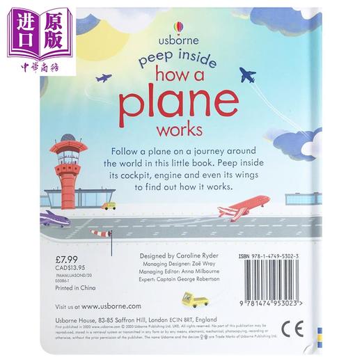 【中商原版】尤斯伯恩偷偷看里面飞机的运作 Peep Inside How a Plane Works 翻翻书 儿童科普绘本 纸板书 英文原版 6-9岁 商品图4