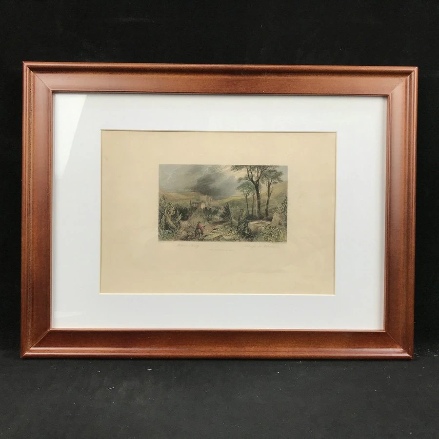 19世纪中期手工上色风景原品版画带装裱6款可选a系列