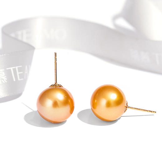 【简洁】系列 南洋金珍珠耳钉/经典作品 商品图0
