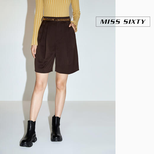 Miss Sixty2020冬季新款配金属腰带直筒宽松五分裤女604PJ7250000 商品图0