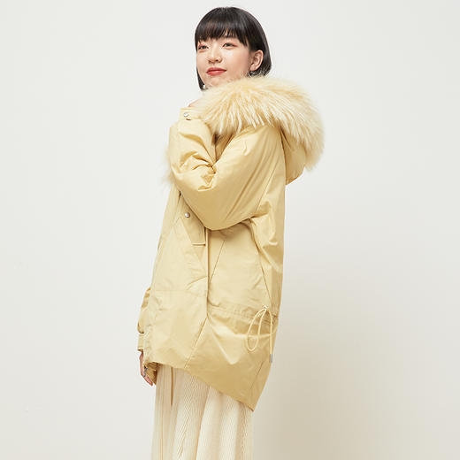 gcrues毛领羽绒服冬新款日韩时尚一手长羽绒服(配毛领)