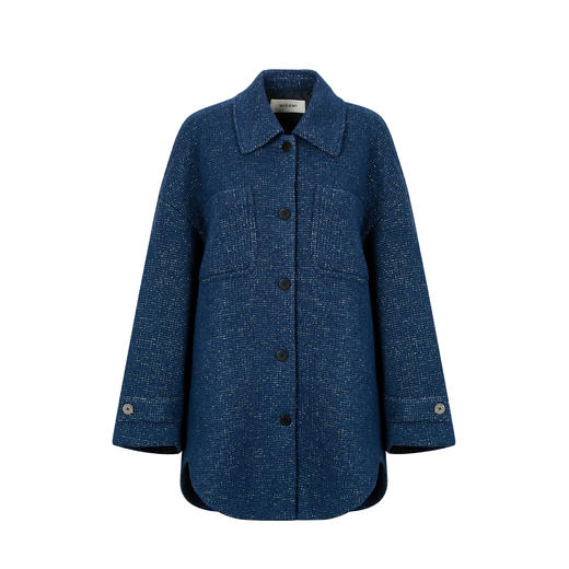 HIDEMI日本加厚粗花呢口袋设计感衬衫式羊毛大衣 商品图1