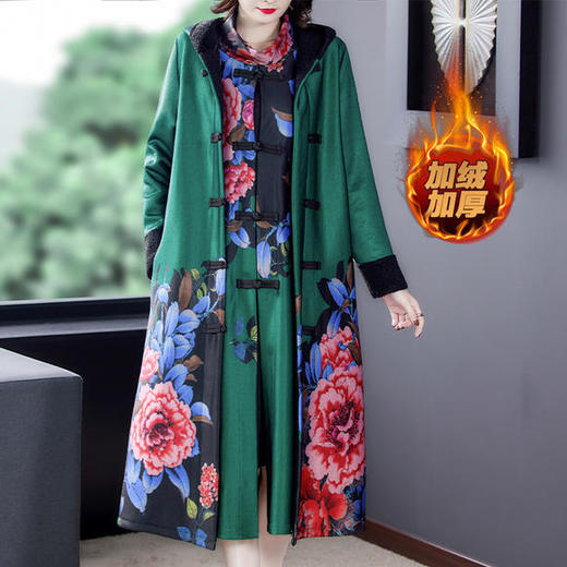 AHM-aswy3103冬新款复古印花大码连衣裙两件套 商品图1