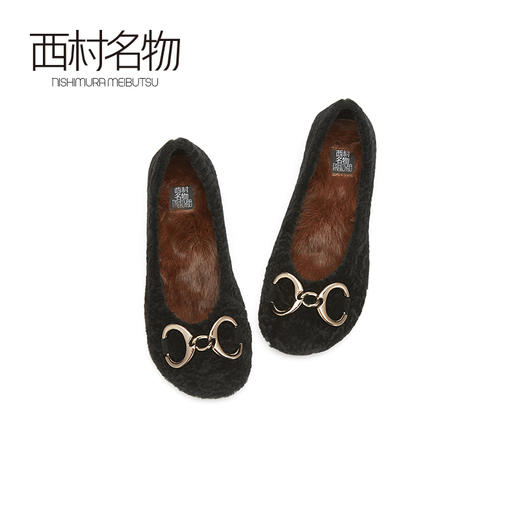 西村名物2020秋季新款羊毛皮单鞋轻复古圆头优雅甜美奶奶鞋X20CE32721 商品图3