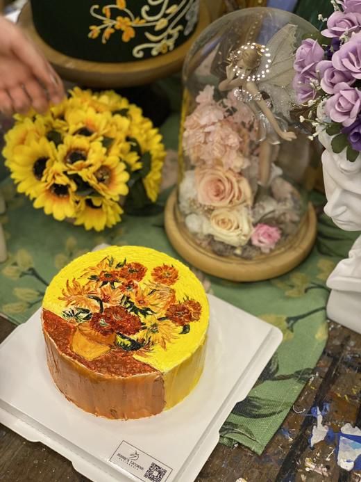 梵高系列向日葵手绘蛋糕 商品图0