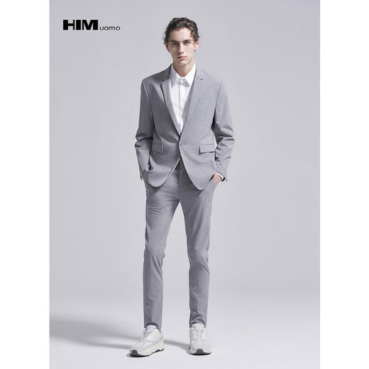 HIM漢崇 男装西装秋冬男士结婚上班职业装修身商务简约单西服 商品图1