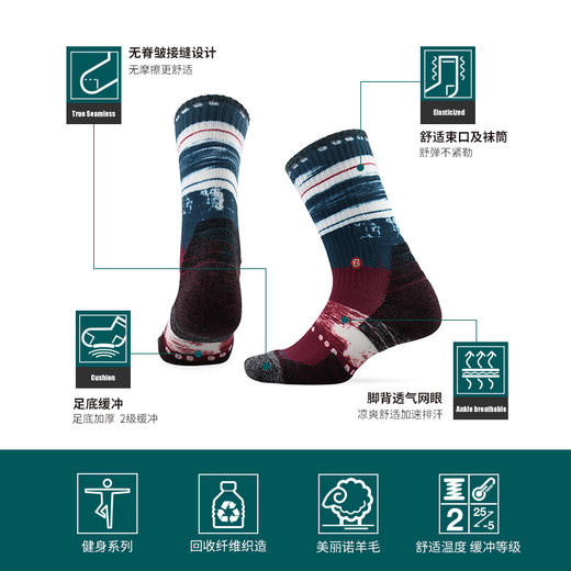 179元/3双ZEALWOOD赛乐美丽诺羊毛综合训练运动袜男女健身袜短筒 商品图6
