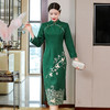 MW-HY99591旗袍改良长袖连衣裙2020新款刺绣时尚妈妈装秋装 商品缩略图1