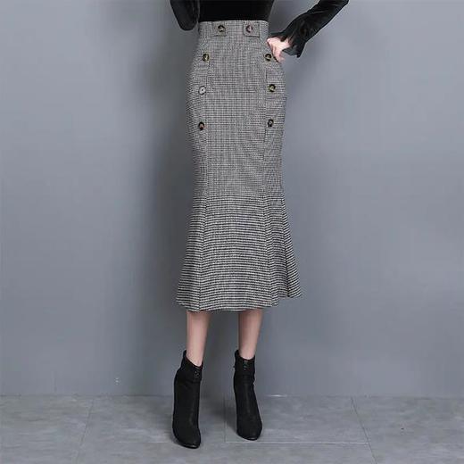 TY7817大气格子半身裙千鸟格轻熟风鱼尾裙 商品图3