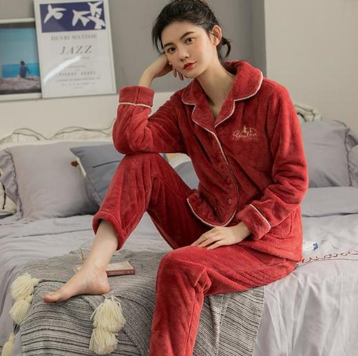 【服饰鞋包】*珊瑚绒睡衣 加厚加绒保暖加大码家居服套装 商品图2
