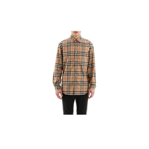 【一】BURBERRY 巴宝莉 男士格纹棉府绸长袖衬衫 8020863 A7028 商品图0