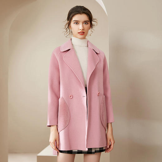 仅限本群福利 （VIP福利 性价比超高！售完下架！ 不退不换）洛诗琳秋冬大口袋粉色双面呢大衣女中长款羊毛呢子外套（小个子可入！） 商品图4