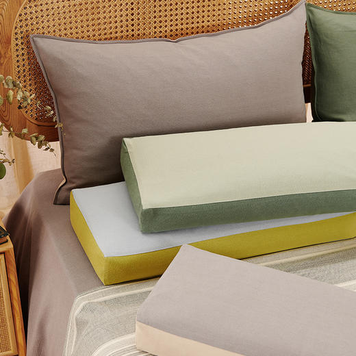 长方形枕素色棉麻枕罩荞麦壳枕 商品图0