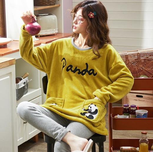 【服饰鞋包】秋冬季法兰绒女睡衣加绒加厚宽松可外穿珊瑚绒家居服套装 商品图2