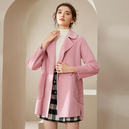 仅限本群福利 （VIP福利 性价比超高！售完下架！ 不退不换）洛诗琳秋冬大口袋粉色双面呢大衣女中长款羊毛呢子外套（小个子可入！） 商品图2