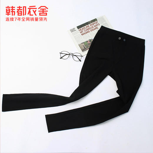 韩都衣舍外穿打底裤女冬季穿搭显瘦黑色修身弹力铅笔裤小脚裤DU9370 商品图2