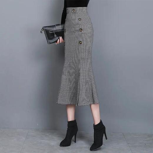TY7817大气格子半身裙千鸟格轻熟风鱼尾裙 商品图2