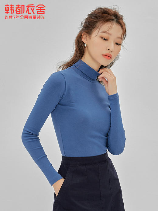 韩都衣舍高领打底衫春新款2021女装针织高瘦上衣高身毛衣JM9106 商品图2