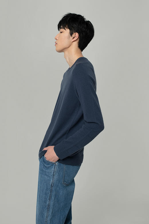 2020经典款纯山羊绒男士马鞍袖圆领套头衫 商品图3