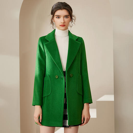 仅限本群福利（服饰秒杀 不退不换）洛诗琳2020冬季新款小个子优质羊毛毛呢外套女长袖翻领绿色羊毛大衣女外套（小个子可入！） 商品图2