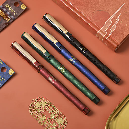三年二班晨光故宫文化速干中性笔头按动签字05走珠笔考