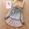 ALQ-2113女童针织两件套洋气小兔子中大童毛衣开衫+百褶裙套装 商品缩略图2