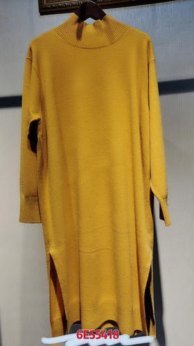 6ES5418--雌黄、绾色、漆黑色针织连衣裙--《冬季时尚系列》