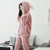 【睡衣女】*睡衣女秋冬季法兰绒套装 活泼可爱小兔子连帽女士家居服套装 商品缩略图1