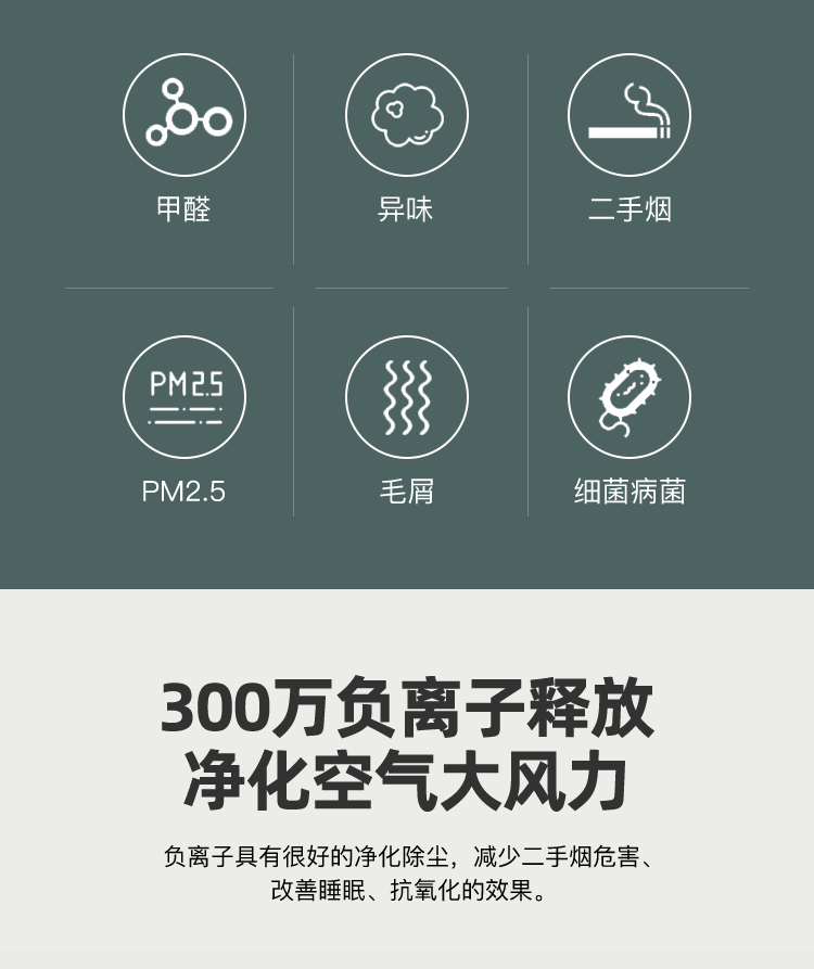 荣事达空气净化器家用负离子室内卧室办公室小型除甲醛杀菌二手烟去