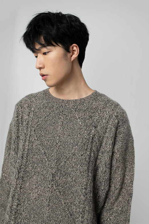 2020经典款纯山羊绒男士三股绞花套头衫 商品图0