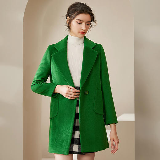 仅限本群福利（服饰秒杀 不退不换）洛诗琳2020冬季新款小个子优质羊毛毛呢外套女长袖翻领绿色羊毛大衣女外套（小个子可入！） 商品图1