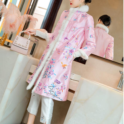 MW-2JT19721毛领棉服2020秋冬长款中年贵族婚宴礼服大衣外套 商品图0