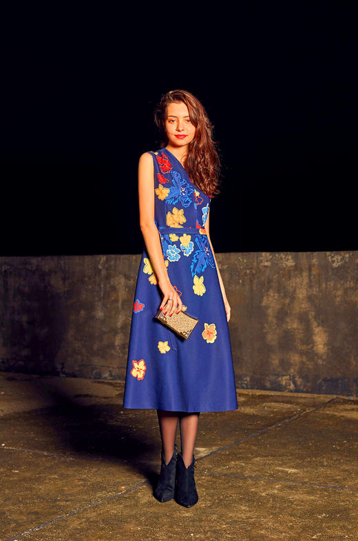 【伯妮斯茵】文艺复古束腰修身背心裙提花连衣裙 6S6663 商品图2