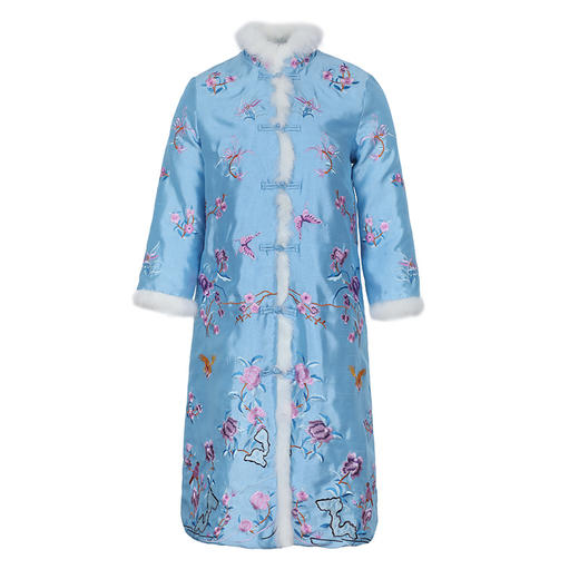MW-2JT19721毛领棉服2020秋冬长款中年贵族婚宴礼服大衣外套 商品图4